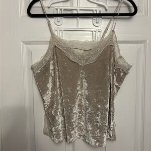 Lace Trim Velvet Cami Top